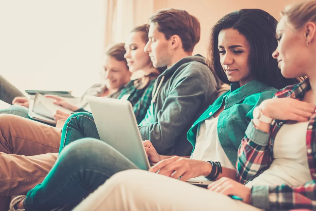 group of students studying