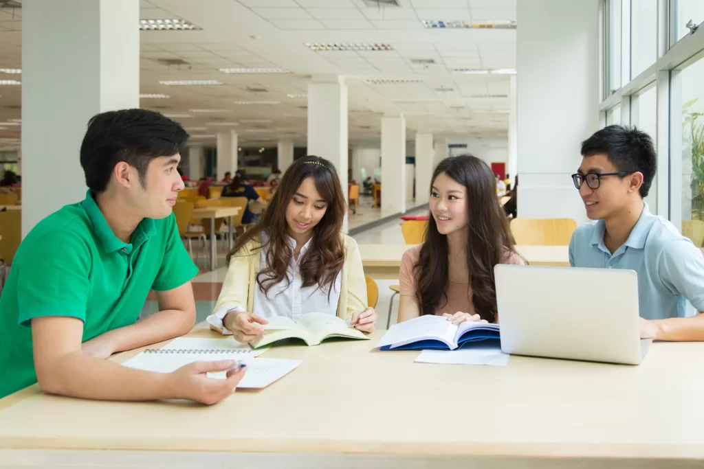 Students having a discussion