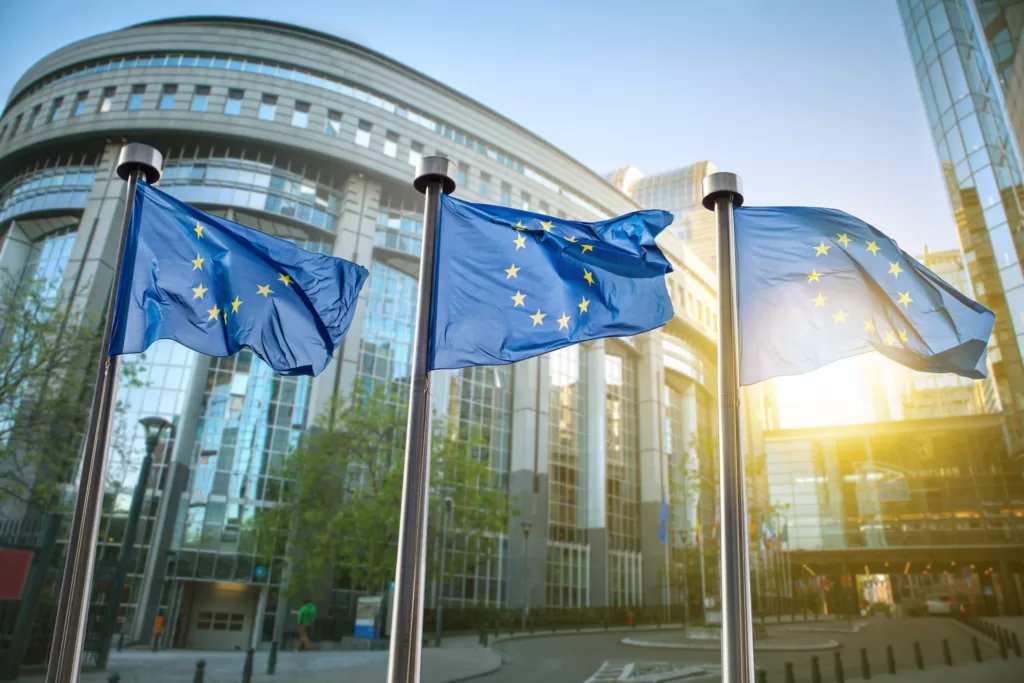 EU flags in Brussels