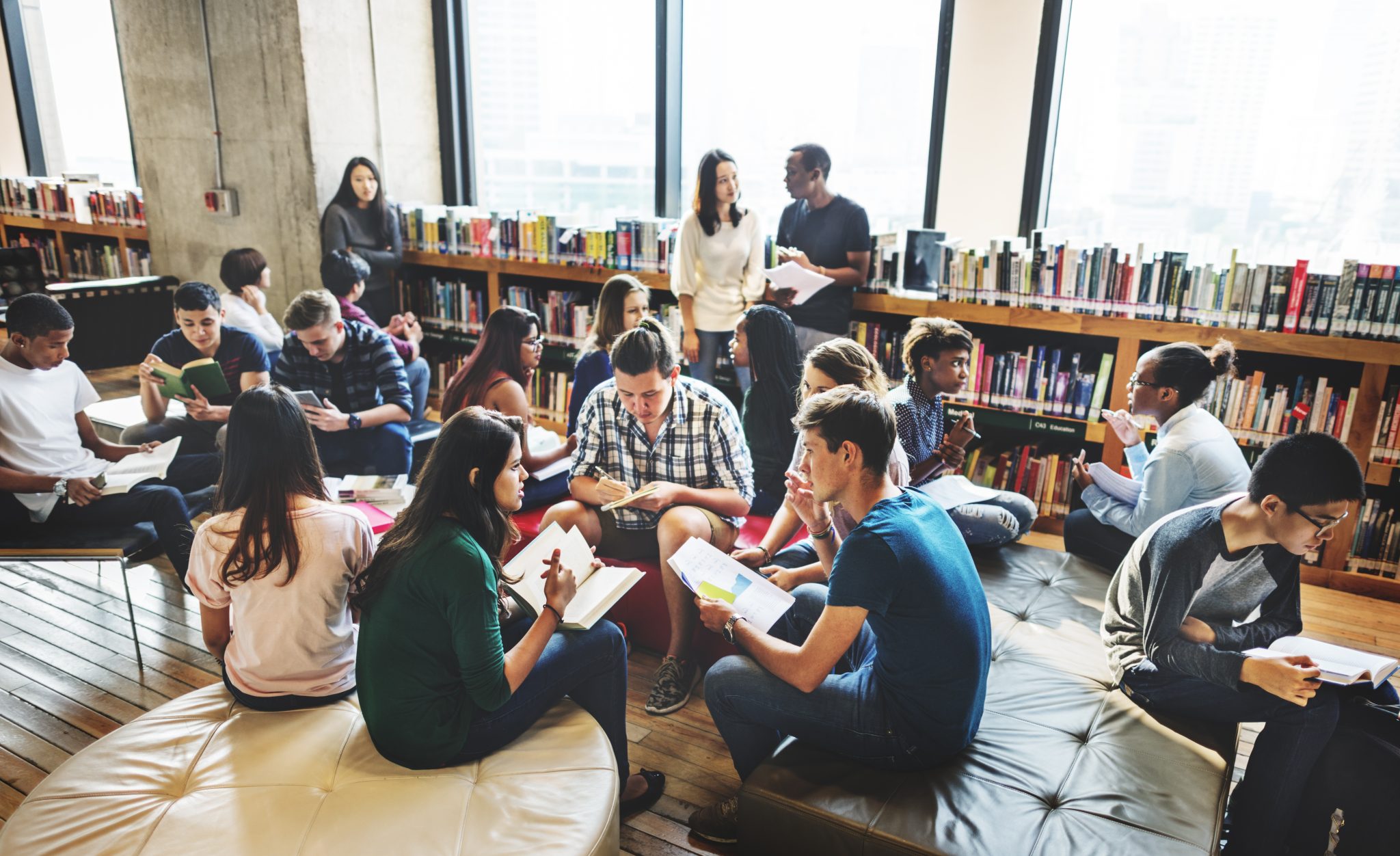 Students study at college