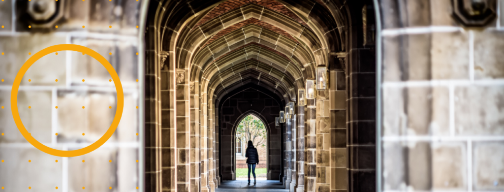 A student on a university campus