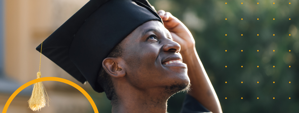 A graduate on their graduation day.