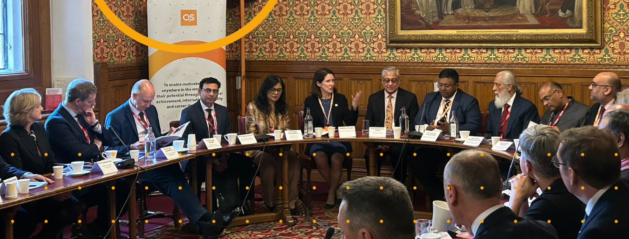 A group of higher education leaders and QSers in the House of Lords.