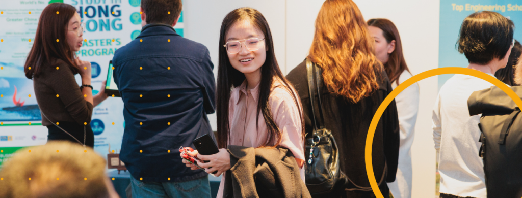 A student at a QS student recruitment fair