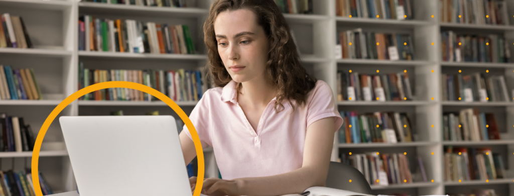 A student working in a library